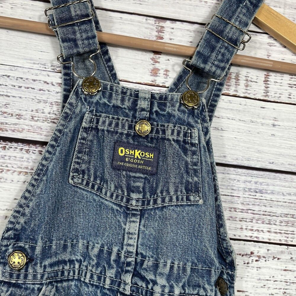 VTG 90’s OshKosh B'gosh Vestbak Blue Denim Cotton Bib Overalls Kids Unisex 3T